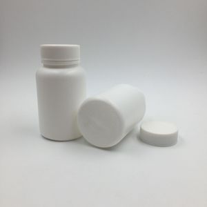 50pcs 100ml 100cc HDPE White Empty Pharmacy Refillable Vitamin Capsules Bottles with Screw Caps