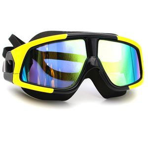 Yüksek Çözünürlüklü Antifogging Yüzme Gözlük Ultra Büyük Çerçeve Silikon Elektrolizle Düz Ayna Yüzme Gözlük