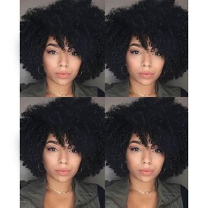 wholesale fashion hairstyle woman brazilian Hair short kinky curly wigs Simulation Human Hair curly wig with bangs