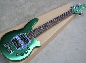 Fabryka hurtowa 6 struny Metallic Green Music Electric Bass z 24 progami, Rosewood Fretboard, chrom sprzęt