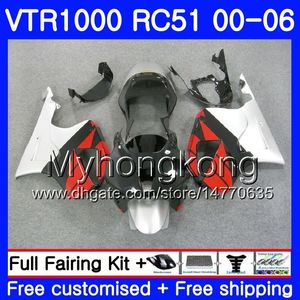 HONDA VTR1000 RC51 SP1 SP2 00 için Kit 01 02 03 04 05 06 257HM.25 RTV1000 Simli siyah VTR 1000 2000 2001 2002 2003 2004 2005 2006 Fairing