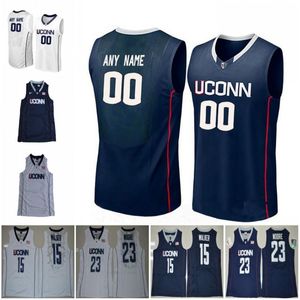 New Uconn Huskies Jerseys College Personalizado Basquete Branco Marinha Cinza Connecticut Ed Qualquer Nome Número # 4 Ja