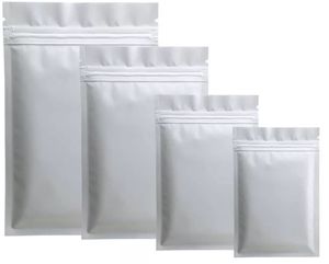 Different Sizes 100pcs Heat Sealing Aluminum Foil Plastic Package Bag Flat Double-Sided Matte White Mylar Zip Lock Bags