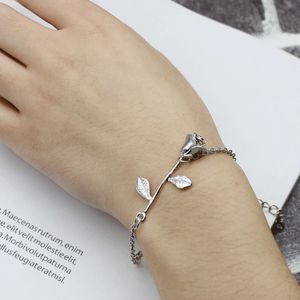 Atacado- Flower Rose Charm Bracelet para as Mulheres menina Bracelet Bangle Namorada ajustável Jóias Mothers Day Gift Charm Bracelet