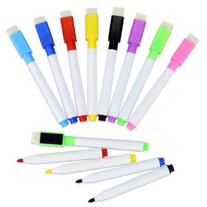 Magnetyczny Whiteboard Pen Whiteboard Marker Suche Wymuszenie White Deska Markery Magnes Pióro z Eraser Biuro Szkolne 4 Kolor Ink DBC DH2555