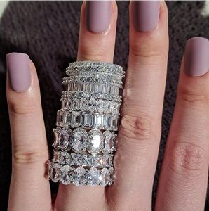 925 Sterling Silver Bröllop Band Eternity Ring för kvinnor Stor gåva till damer Kärlek Partihandel Massor Bulk Smycken R4577