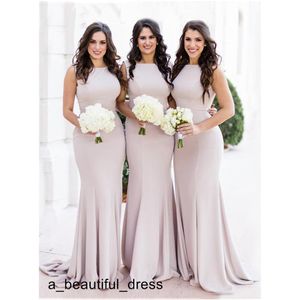 Partihandel Pris Evenemang Mermaid Bridesmaids Dresses Bridesmaids Formell High Neck Satin Brudtärna Klänning Ärmlös För Tonåringar Bröllopsfest