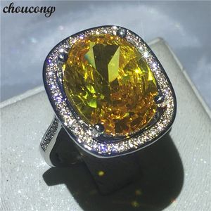 Choucong Grande Jóia Oval corte 10ct 5A anel de cristal de zircão Anéis De Casamento Anéis de Casamento de ouro Branco cheio de Bijoux Para As Mulheres