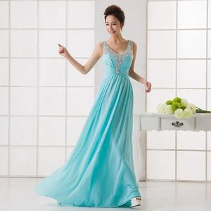 Summer V-neck Beach Elegant Long Bridesmaid Dresses 2019 Cheap Chiffon Floor Length With Shinning Beadings Wedding Guest Part Gowns