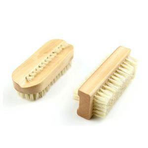 Nail Art Trimming Bristle Brush Wooden Double Sided Handle Manicure Pedicure Scrubbing Nail Bath Brush F1786