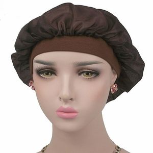 Solid Color Satin Bonnet Czapki Kobiety Dziewczyna Hair Care Night Sleep Hat Head Wrap Miękkie akcesoria