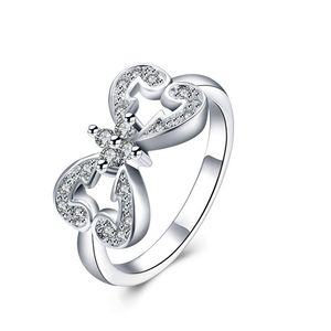 Plated sterling silver Bow-shaped diamond ring DJSR821 US size 8 ; Free shipping women's 925 silver plate With Side Stones Rings jewelry