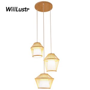 Hand Knitted Bamboo Pendant Light Wood Suspension Lamp Restaurant Izakaya Hotel Tea Room Bedroom Japan Style Hanging Lighting