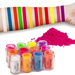 Mode Schimmer Pulver Neon Lidschatten Make-Up Langlebige Pigment Lidschatten Nagel Glitter Pulver Wasserdicht Gluoreszierende Pulver Kosmetik