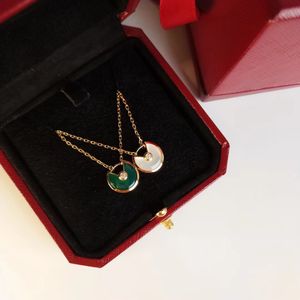 Fashion- Luxury Gem Necklace Green Red White Necklace S925 Sterling Silver Plated 18K Gold Wedding Necklace Prom Party Accessories