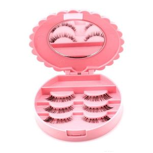 New Flower Lovely False Eyelash Storage Box Makeup Cosmetic With Mirror Case Organizer Bownot Beauty Comestics Tool Plastic