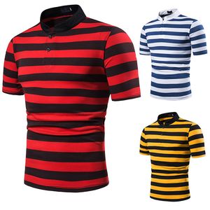 Poloshirt Herren Sommer T-Shirt für Herren Gestreiftes Hemd Herren Designer T-Shirt Rot Gelb Blau Designer Polo Top T-Shirt Herren S-2XL J190704