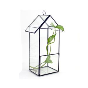 Hanging House Shaped Succulent Pot Glass Air Plant Terrarium Creative Microlandscape Greenhouse Flower Vase Indoor Gardening