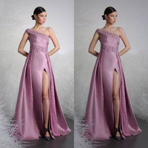 Tony Ward Prom Dresses One-Shoulder Sleeveless High Split Lace Appliques Evening Gowns Custom Made Floor Length Special Ocn Dress