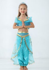 Kids Girls Aladdin Jasmine Princess Dance Fancy Dress Cosplay Party Prom Costume