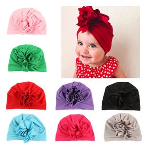 2020 Kids Designer Söt nyfödd barn Baby Girl Turban Flower Head Wrap Justerbar Indien Hat Cotton Cap