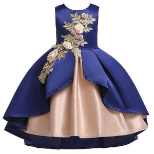 새로운 대회 드레스 옷을 입은 옷의 옷 아이 의복 도매 꽃 소녀 드레스 파티 자수 결혼식