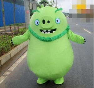 Costume della mascotte del maiale cattivo maialino di Halloween Cartone animato di alta qualità Suino verde Personaggio a tema anime Costumi di carnevale di Natale