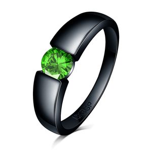 Moda Design Uroczy Kamienny Pierścień Zielony Cyrkon Kobiety Mężczyźni Biżuteria Ślubna Czarne Złoto Wypełnione Pierścionki zaręczynowe Bague Femme Hurt