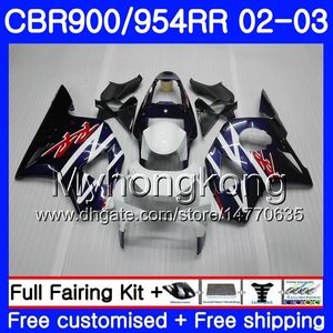 Кузов для HONDA CBR900RR CBR 954 RR CBR900 RR CBR954 RR 280HM.0 CBR 900RR CBR954RR 02 03 CBR 954RR 2002 2003 обтекатели комплект завод синий белый