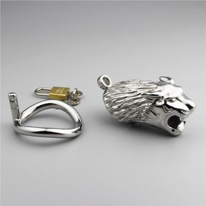 Keuschheitsgürtel New Tiger Head Modellierung Keuschheitsgürtel Edelstahl Cage Cock Lock Restraint Cock Cage Sexspielzeug für Männer T8754