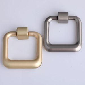 modern simple fashion handle square matt nickel gold drop ring drawer TV cabinet dresser cupboard knob pull handle