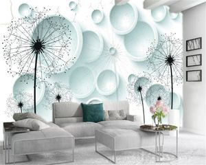 3d Wallpaper White Circle Modern 3D simples Dandelion Sala Quarto TV Fundo da parede Mural Wallpaper