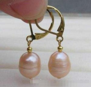 bellissimo orecchino di perla naturale rosa dei Mari del Sud da 10-12 mm con gancio in oro giallo 14k/20!
