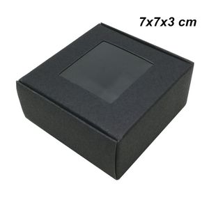 7x7x3 cm 30 sztuk Lot Black Kraft Papier DIY Mydło Rzemiosło Prezenty Okno Pudełka Do Ciastka Ciasto Piekarnia Papier Kraft Pudełko na urodziny weselne