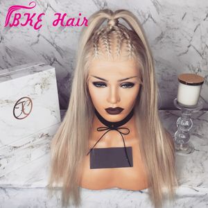 Perruques Blonde synthetic Lace Front Wig Pre Plucked with Baby Hair 13*4 Brazilian Straight lace frontal Wigs for white /black women