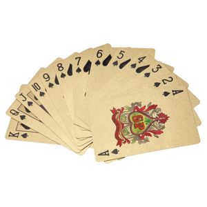 Złote karty do gry Poker zestawy Kreatywny Wodoodporny PCV Plastikowy Trwała wytrzymałość Brązowania Złoto lub Folia Sliver, aby wybrać prezent