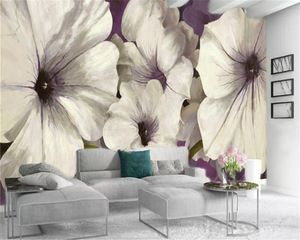 Custom 3d Flower Wallpaper Soft and Charming White Trumpet Flower Custom Romantic Flower HD Environmental Wallpaper