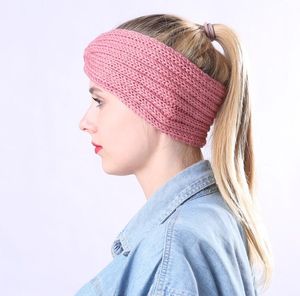 Szydełka Kobiety Pałąk Kobiety Winter Ears Warmer Hairbands Knit Wool Knot Turban Headwrap Twisted Knot Girls Headband