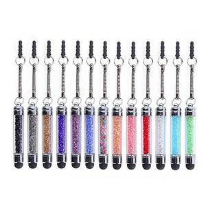 Bling Diamonds Clear Capacitive Touch Screen Pen Crystal Stylus com estilo de plugue de poeira de 3,5 mm para celular