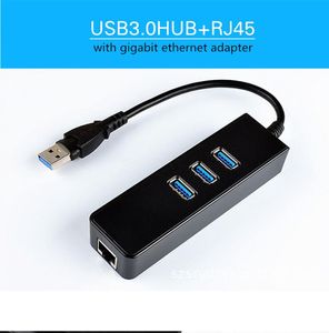 USB .0 Typ-C USBC HUB 1000Mbps Gigabit Ethernet Adapter till RJ45 LAN Nätverkskort 3 Port USB3.0