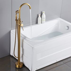 Contemporary commerical Antique Golden Floor Standing Bathtub Fauce single handle dual control Mixer Shower Set For Bathroom