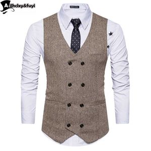 Vintage Brown tweed Vests Wool Herringbone British style custom made Mens suit tailor slim fit Blazer wedding suits for men