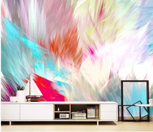 3d stereoscopic wallpaper Modern minimalistic abstract color watercolor feather living room background wall
