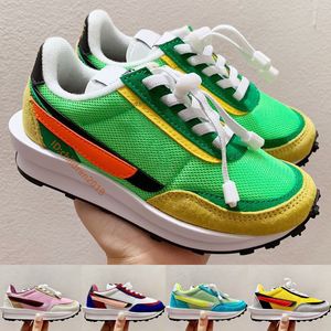 LDWaffle Scarpe da corsa per bambini 2023 Scarpe da ginnastica classiche per bambini Fascia elastica Verde Multi Summit Scarpe da bambino bianche per bambini Taglia 22-35