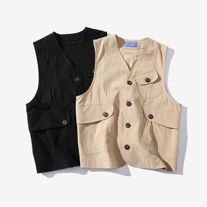 秋の春デニムベストメンズレトロなノースリーブのジャケット新しいファッションメンズプラスサイズの綿貨物ベスト