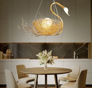 Северный лебедь птица гнездо подвеска свет гостиная ресторан обеденный стол романтический светильник в стиле ар-деко подвесные светильники кафе бар освещение MYY