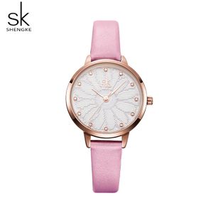 Shengke marka moda kwarcowy oglądać kobiety dziewczyny zegarki luksusowy zegar biznesu kobiety na rękę zegarek xmas prezent