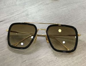 Guld / svart torg solglasögon brun skuggad solglasögon 111 män solglasögon glasögon glasögon vintage glasögon ny med låda