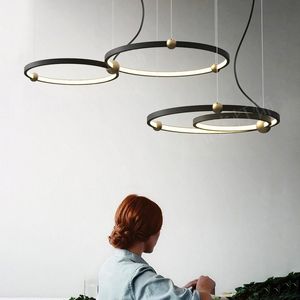 Modern LED Hängsmycke Lampa ljuskrona för vardagsrum Matsal Cirkel Ring takljus belysningsarmatur PA0206