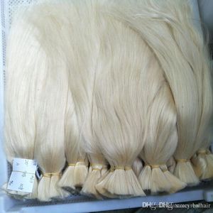 Straight Wave 100% Virgin Human Hair Bulk För Braiding Blond Färg 613 # 400gr Lot, Gratis DHL